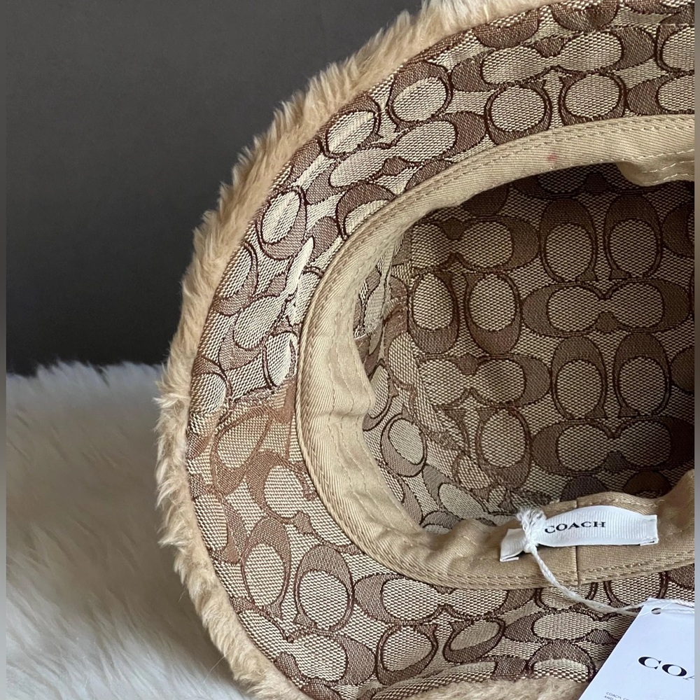 Coach Tan Faux Fur Bucket Hat - Picture 7 of 8
